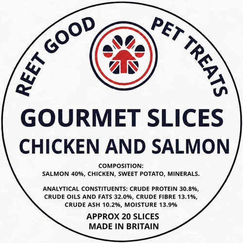 Gourmet Slices chicken and salmon 20 pack dog treats – Reet Good Pet Treats