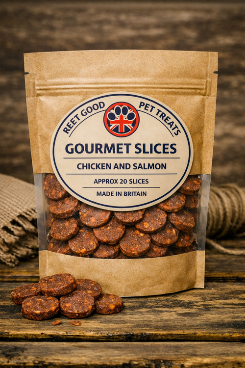 Gourmet Slices chicken and salmon 20 pack dog treats – Reet Good Pet Treats